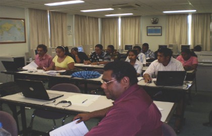Deputy Director of Solomon Islands Meteorological Services Lloyd Tahani (foreground). Photo credit: www.niwa.co.nz