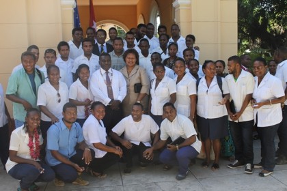 Solomon Islands students in Cuba meeting with former Prime Minister Lilo. Photo credit: Robert Iroga.