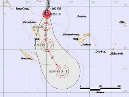 Tropical Cyclone Pam developing. Photo credit: Fiji Meteorology.