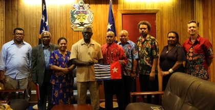PM Sogavare with members of the West Papua Delegation at the Prime Minister's Office today. Photo credit: GCU.
