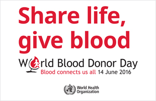 World Blood Donor Day banner. Photo credit: WHO.