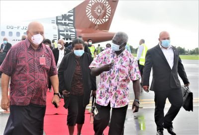 Prime Minister accorded with a red carpet welcome in Suva, Fiji