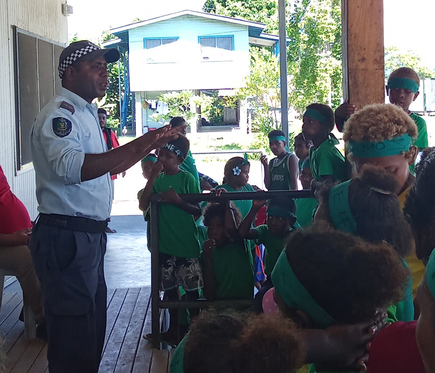 Tulagi police participate with more than a hundred children to mark the International Children’s Day