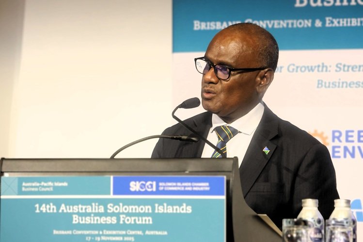 Prime Minister Manele delivers keynote address at 14th Australia–Solomon Islands Business Forum