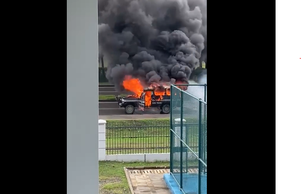 PRT vehicle on patrol when it caught fire PRT vehicle on patrol when it caught fire