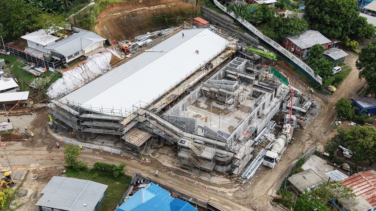 Naha Health Centre reaches halfway milestone with roofing installed Naha Health Centre reaches halfway milestone with roofing installed