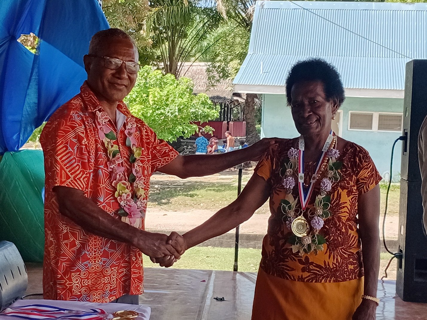 67-year-old Joyce Wairepo receive Award Medal for teaching services
